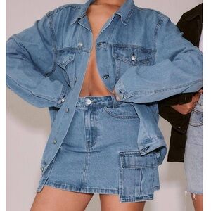 Princess Polly Maberly denim mini skirt mid wash